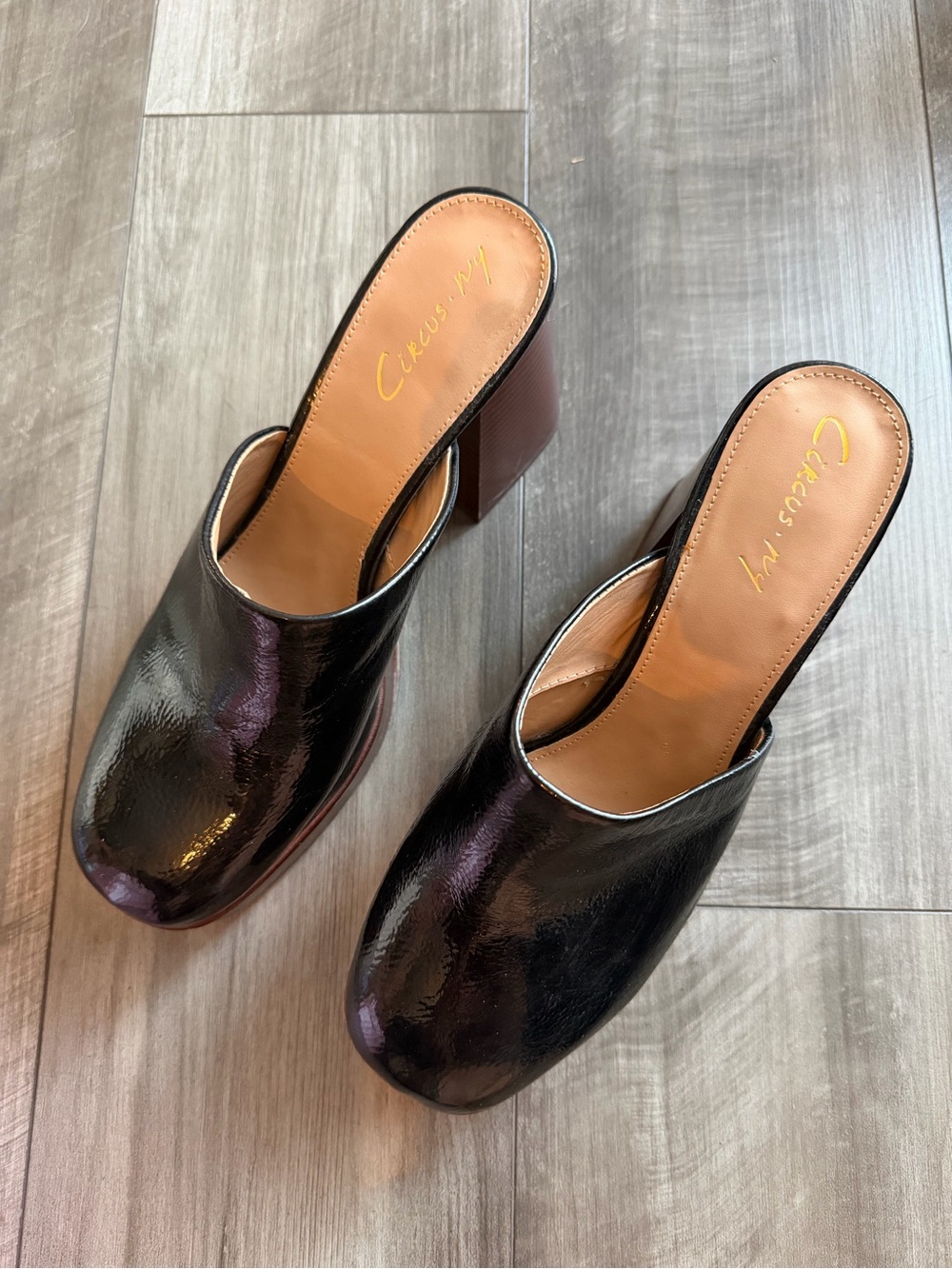 Circus by Sam Edelman Black Shay Platform Clogs Women’s Sz 9.5 Wooden Block Heel - Picture 5 of 7